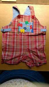  beautiful goods Miki House overall shortall check pattern size 80