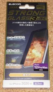 ★新品★ELECOM iPhone12 Pro Max ガラスフィルム ストロング セラミックコート 衝撃吸収 エッジ強化 高光沢