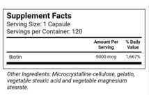 値下 送220~/匿配可 高濃度ビオチン5000mcg 120粒 期限長24/2 高品質 ビタコストVitacost ビタミンH 5mg B7 爪 髪 皮膚_画像2