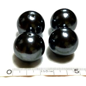 ハンドメイドパーツ(11) 4個セット 高級人工真珠 高品質 日本製 ブラックパール オーロラ 両穴貫通 大玉