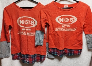[ sisters ]110.&130.MERRY GARDEN long sleeve sweatshirt salmon pink × gray 2 pieces set 