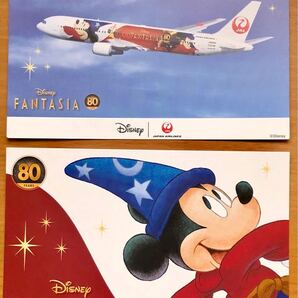 【非売限定品未使用】JAL ディズニーポストカード 『ファンタジア』特別塗装機