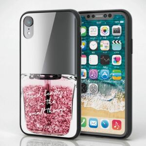 スマホケース iPhone XR ネイル　ピンク　PM-A18CHVCG5T1 エレコム　ミラー付　鏡