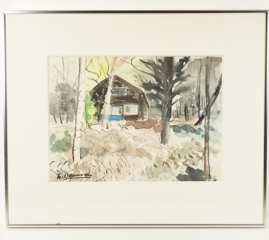 década de 1990, por Harumi Okumura, miembro de la Asociación de Arte Contemporáneo de Ishikawa, tamaño 3, acuarela, pintura de paisaje, enmarcado, ancho 42, 5 cm, altura 35cm, venta de bienes, HYK, Cuadro, acuarela, Naturaleza, Pintura de paisaje