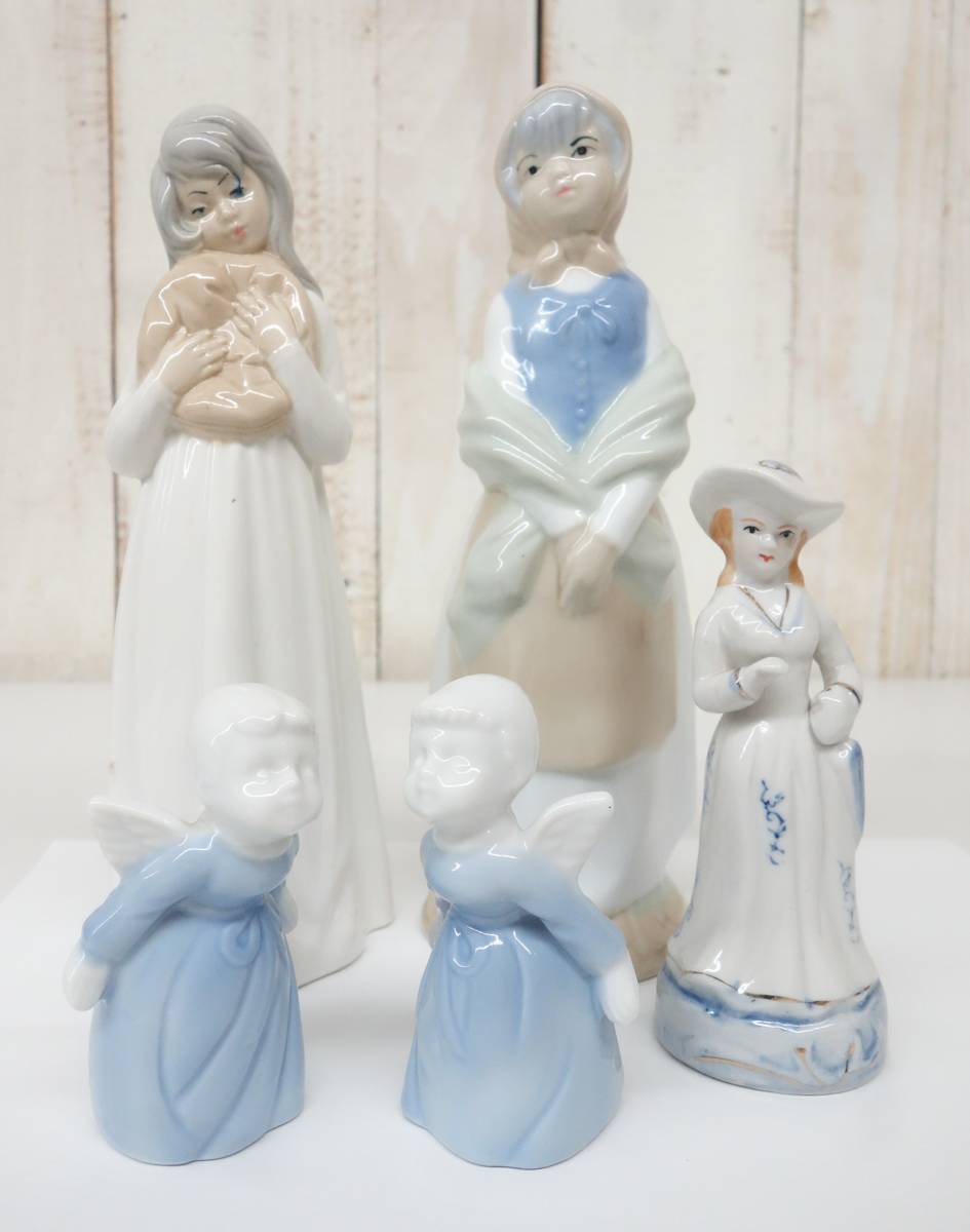 伝統工芸 工芸美術 時代*PORCELIN DOLL ドール 陶器人形 置物 飾物*五点セット*スペイン バレンシア ハンドメイド アンティーク, 美術品, 彫刻, オブジェ, 西洋彫刻