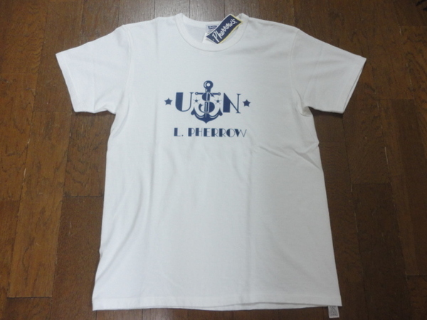 【フェローズ】WHT/L　　19S-PTJ4　 「USN」　ミリタリー　半袖プリントTシャツ　PHERROW’S