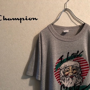 ◯ USA製 Vintage 80s Champion 4色 フロッキー プリント サンタクロース Tシャツ / チャンピオン トリコタグ S Mens Ladies #Sirchive