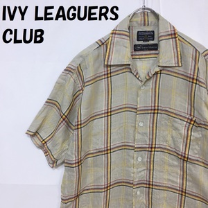 【人気】IVY LEAGUERS CLUB/アイビーリーガーズクラブ TESSITURA MONTI SPA 半袖 シャツ チェック柄 ベージュ系 サイズM/S2522