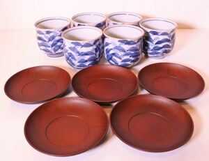 有田焼 樹峰 湯 茶碗6客 茶托5客 茶器 ssksik a201h①0910