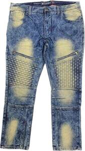 [並行輸入品] IMPERIOUS NEW YORK インペリオス DISTRESSED EFFECT スリム ストレートフィット デニムパンツ (ビンテージ) W38