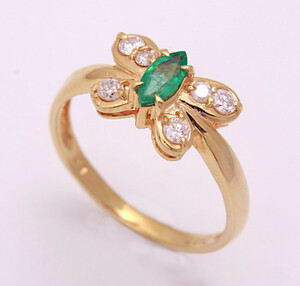 { pawnshop exhibition }k18* natural emerald + diamond te The Yinling g*C-5432