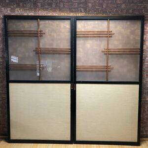 7391 old Japanese-style house bulkhead . door Japanese paper glass ./ fittings door sliding door height 173cm width 90.5cm 2 sheets left right pair fittings besides exhibiting! 250