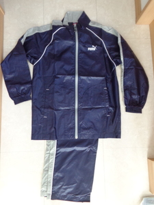 [ secondhand goods ][ postage 185 jpy ]* Puma Wind breaker top and bottom set ( navy blue ) for children size 150*USED PUMA man . for {P417}