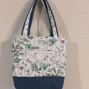 ハンドメイド トートバッグリバティ帆布生地使用