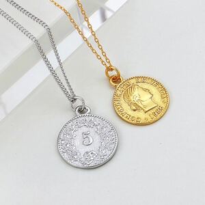 コイン ゴールド チェーンネックレス 今年流行 S925 アクセサリー