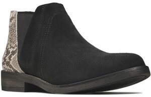 送料無料 Clarks 22.5cm ゴア ブーツ ブラック スエード 黒 スネーク レザー チェルシー ヒール ドレス スニーカー パンプス AAA11