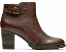 送料無料 Clarks 26cm ジッパー ブーツ ブラウン ブリティッシュ タン レザー ヒール フォーマル スニーカー パンプス ブーティー AAA9_画像2