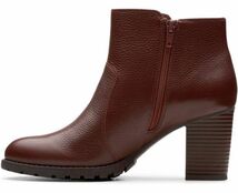 送料無料 Clarks 26cm ジッパー ブーツ ブラウン ブリティッシュ タン レザー ヒール フォーマル スニーカー パンプス ブーティー AAA9_画像9