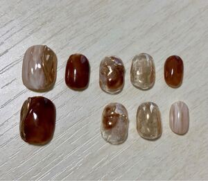 ネイルチップ ミラー ネイル ニュアンス ブラウン グミ シール つけ爪 強力
