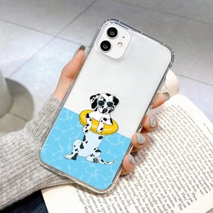 □ダルメシアン 浮輪 わんちゃん iphone13 シリコン 携帯ケース かわいい カバー 犬 SE(2020) X XS XR 11 12 軽量◆新品未使用◆送料0円★