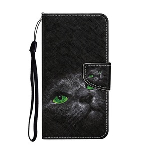 □緑目 猫 FACE 黒 CAT 手帳型 携帯ケース サムスン Galaxy S10 S10+ S20 S20+ S20Ultra 軽量 レザー ◆新品未使用◆送料0円★