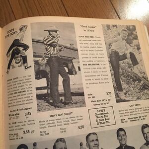 1957 Vintage Levi Strauss & Co Levi's LEVI'S 501XX 507XX 503ZXX 701 large war Denim jeans kau Boy magazine advertisement mail order catalog 