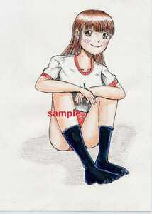 Art hand Auction Handgezeichnete Illustration: Mädchen sitzt in Sportkleidung auf einer Bank, Comics, Anime-Waren, Handgezeichnete Illustration