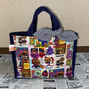 可愛いマクド柄!!ハンドメイドリボン付きトートバッグ