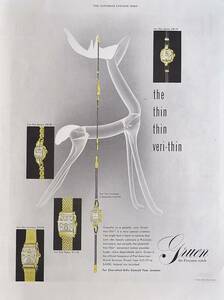 稀少！時計広告/1947年グリュエン 時計広告/Gruen Veri-Thin Watches/O