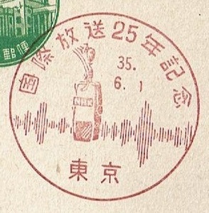■新議事堂はがき5円　特印■　S35.6.1　国際放送25年　