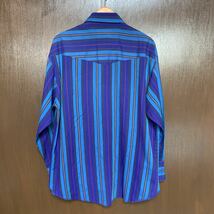80s ラングラー WRANGLER 長袖 ストライプ ウエスタンシャツ 16サイズ ブルー 柄シャツ 90s 70s 60s_画像2