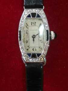 VULCAIN Balkan PT platinum diamond sapphire lady's hand winding wristwatch Vintage 