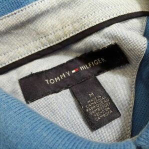 kkyj5189 ■ TOMMY HILFIGER ■ トミーヒルフィガー ポロシャツ カットソー トップス 半袖 鹿の子 コットン 青 水色 スモーキーブルー Mの画像8