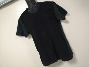 kkyj5216 ■ Cathy's closet ■ キャシーズ クロセット Tシャツ カットソー トップス 半袖 Vネック ニット コットン 黒 L