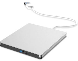 DVDドライブ CD/DVD読取・書込 DVD±RW CD-RW USB3.0/2.0 高速 静音 超薄型 (シルバー)