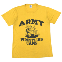 90s usa vintage ARMY WRESTLING CAMP 4段プリント Tシャツ ラッセルボディ 米軍 U.S.ARMY ミリタリー size.S_画像1