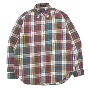 90s usa vintage【glen mac flannel】タータンチェック ボタンダウン シャツ コットン×ウール アメリカ製 size.L