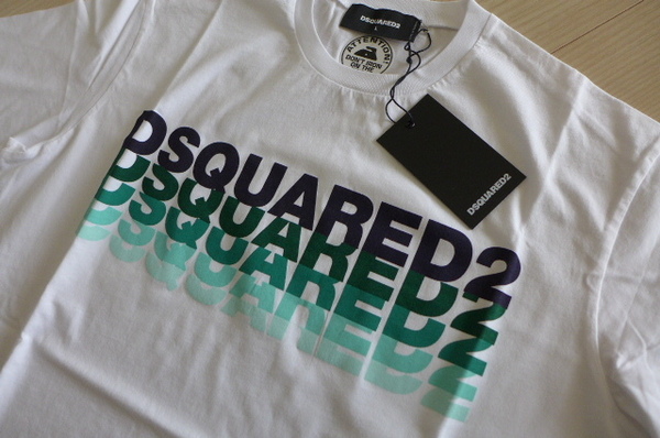 新品 送料無料 即決 DSQUARED2 ディースクエアード クルーネック 半袖 Tシャツ カットソー サイズL ホワイト