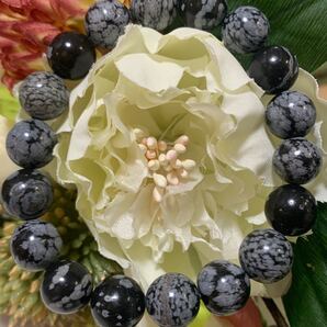 天然石☆スノーフレークオブシディアンブレスレット