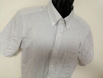 kkaa1639 ■ ユニクロ ■ Yシャツ シャツ ワイシャツ トップス 半袖 ボタンダウン ストライプ織り ライトグレー M_画像5