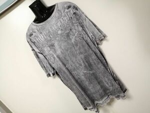 kkaa1708 ■ SILVER STAR ■ シルバースター Tシャツ カットソー トップス 半袖 スカル ドクロ グレー XXXL 4L 3XL 大きいサイズ