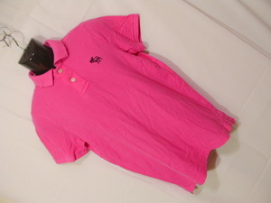 sue1094 Abercrombie & Fitch アバクロ メンズ 半袖 ポロシャツ ピンク ■ ワンポイント刺繍 ■ 鹿の子 無地 Mサイズ
