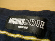 sue1102 MICHIKO LONDON KOSHINO ミチコロンドン 半袖 Tシャツ ダークネイビー ■ ボーダー柄 ■ 胸ポケット ロゴワッペン LLサイズ_画像8