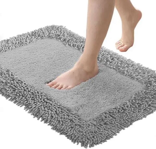 足ふきマット お風呂マット 玄関マット(40X60cmグレー)