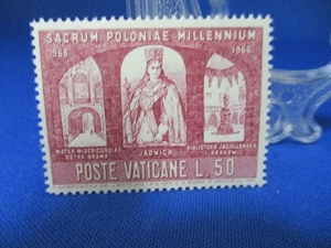 バチカン切手☆50リラ／1966年／ポーランド／キリスト教改宗1000年記念／未使用品／送料無料