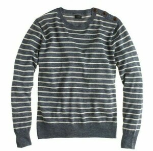 SALE！【新品】サイズ:XL ジェイクルー J.CREW Lightweight Sedona shoulder button sweater アルパカ、麻混 グレー/オフホワイト