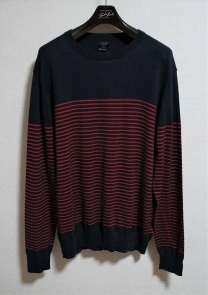 SALE！送料無料！【新品】サイズ:XL ジェイクルー J.CREW Lightweight Crewneck Primo Cotton Sweater NAVY/RED 2