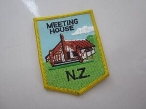 ビンテージ NZ MEETING HOUSE ニュージーランド ログハウス ワッペン/パッチ 刺繍 USA カスタム 古着 海外 アメリカ アメカジ 515