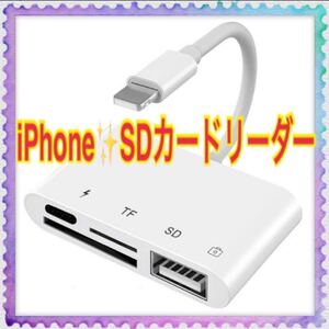 iPhone SD カードリーダー 双方向 データ転送 充電 カメラ 写真 画像 USB Micro SD