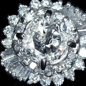 天然ダイヤモンド 大粒1.018ct! 脇石0.39ｃｔ ダイヤ Pt900 超高級リング 210328の画像2